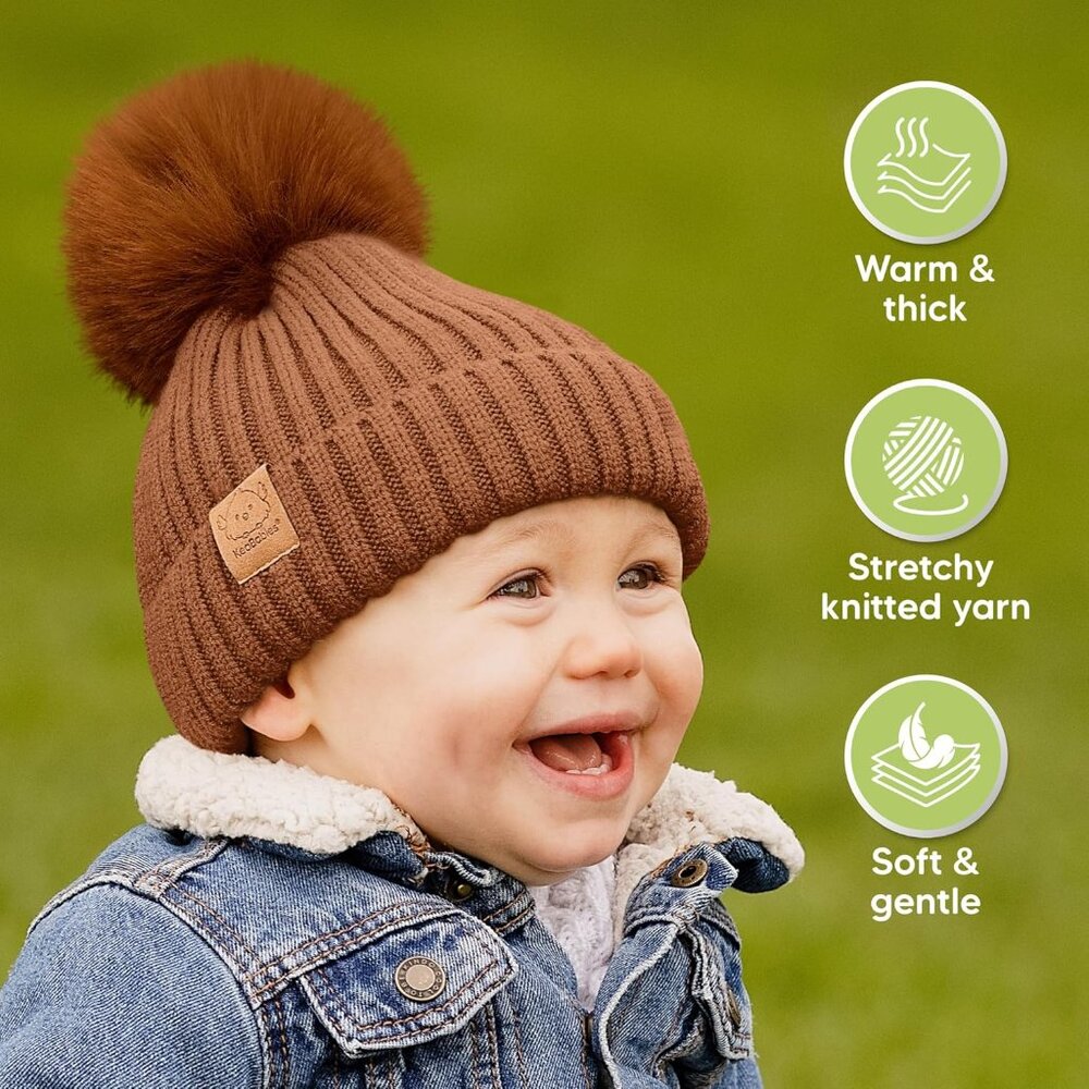 KeaBabies 2-Pack Baby Hats RustToddler, Boys, Girls 6-36 Months (Rust, M) - Picture 4 of 9